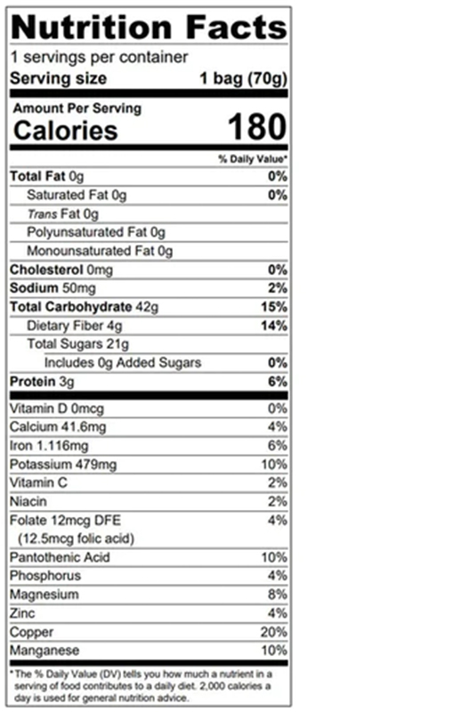 Dried Sweet Potatoes 2.5 oz additional information