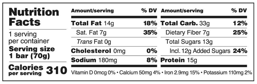 Peanut Butter Dark Chocolate Oat & Energy Bars 2.5 oz additional information