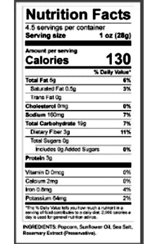 Sea Salt Popcorn 4.5 oz additional information