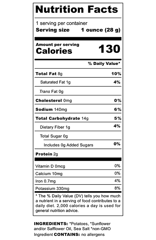 Sea Salt Potato Chips 1 oz additional information