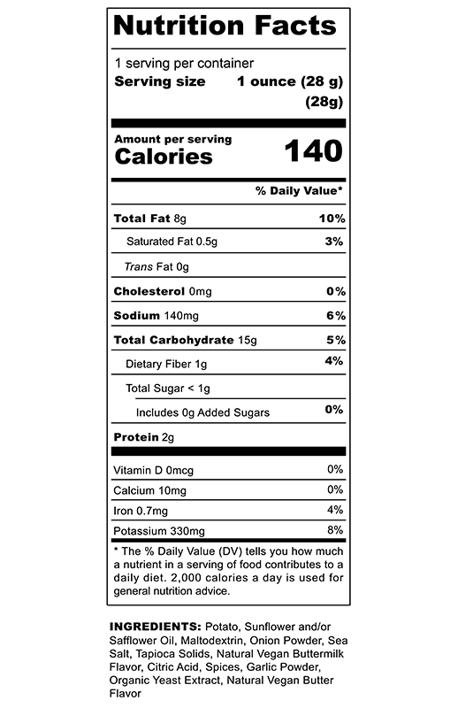 Sour Cream and Wild Onion Potato Chips 1 oz additional information
