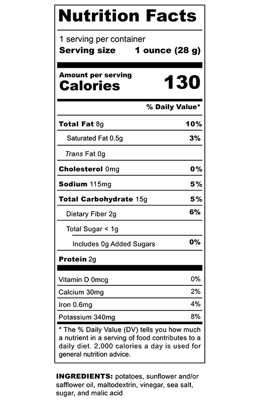 Sea Salt & Vinegar Potato Chips 1 oz additional information