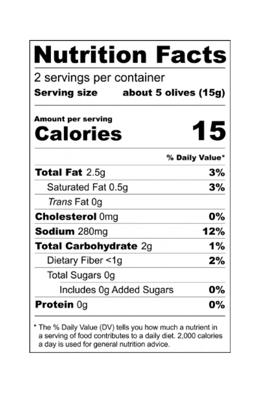 Pitted Premium Green Olives 3 oz additional information