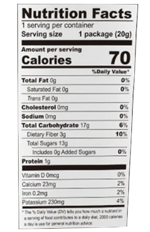 Freeze Dried Peach Slices 0.7 oz additional information