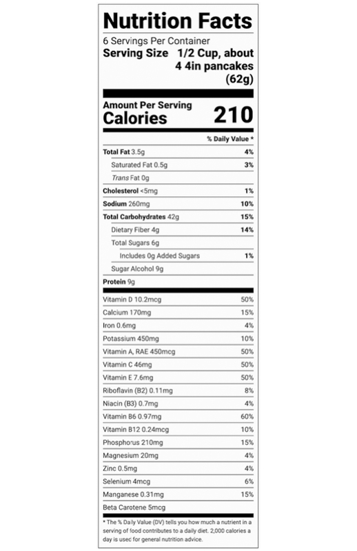Hidden Foods Gluten Free Homestyle Pancake Mix 12 oz additional information