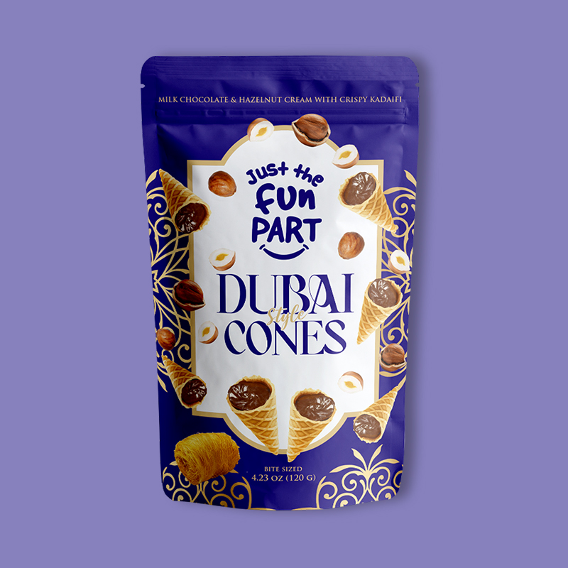 Dubai Cones - Milk Chocolate & Hazelnut Cream with Crispy Kadaifi 4.23 oz additional information