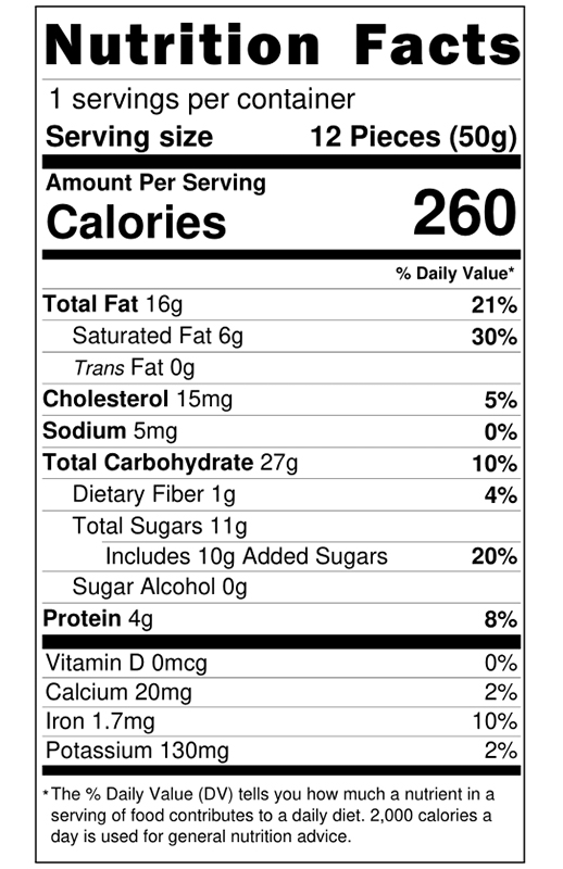 Baklava Fingers Cashew Snacklava® 1.76 oz additional information
