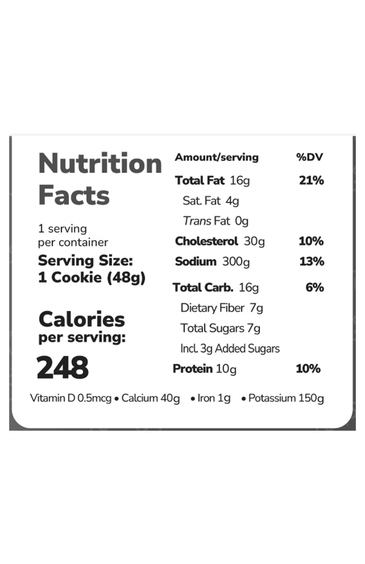 Chocolate Chip Protein Cookie 1.69 oz additional information