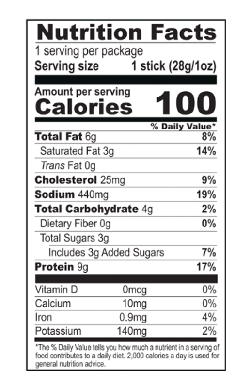 Honey Heist BBQ Beef Stick 1 oz additional information