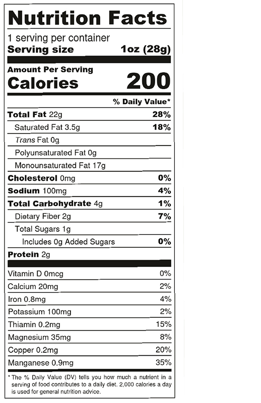 Organic Macadamia Nuts, Dry Roasted & Salted 1 oz additional information