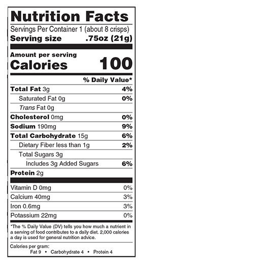 Original Cornbread Crisps 2 oz additional information