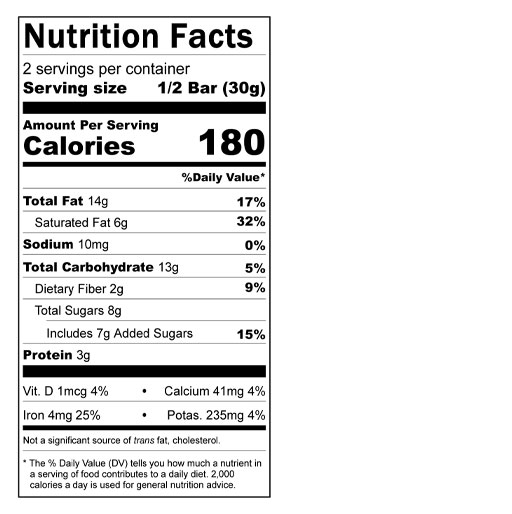 Hazelnut Butter Dark Chocolate Bar 2.1 oz additional information