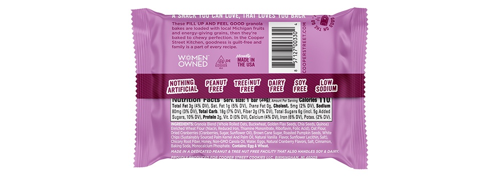 Oatmeal Cranberry Granola Cookie Bake 1 oz additional information