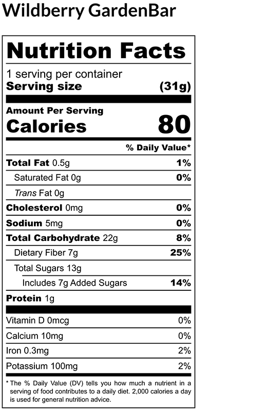 Wild Berry Dehydrated Fruit Bar 1.1 oz additional information