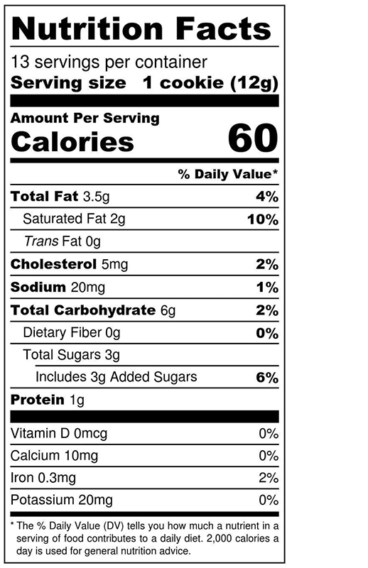 Oat Butter Cookie 1 oz additional information