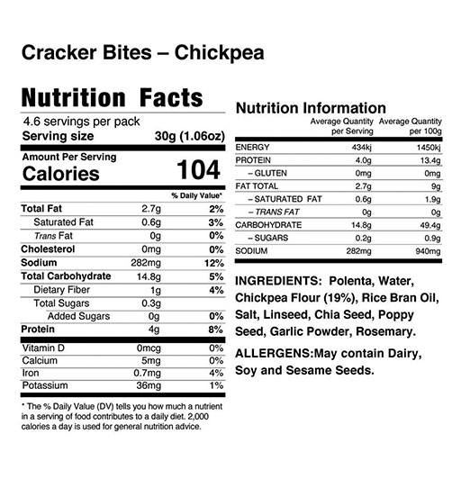 Chickpea Cracker Bites 4.9 oz additional information
