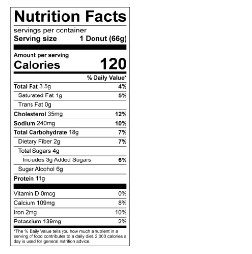 Chocolate Protein Donut 2.33 oz additional information