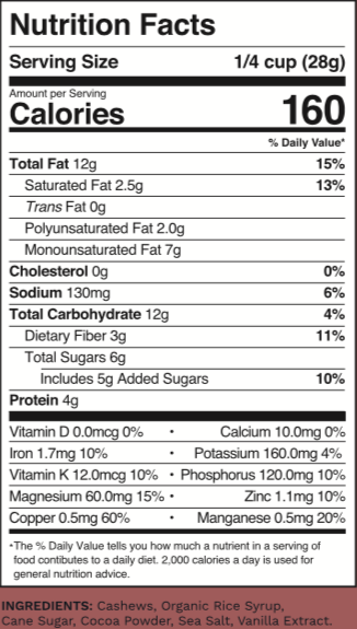Cocoa Dusted Wrapped Cashews 1.5oz (12 Pack)  additional information