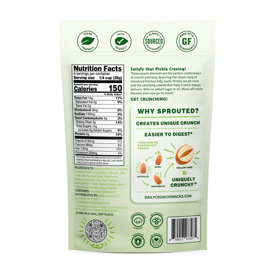 Dill Pickle Sprouted Almonds 5 oz 6 Pack additional information
