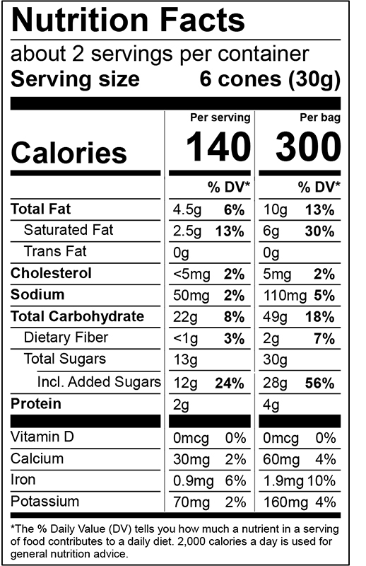 Milk Chocolate Waffle Cone Snacks 2.33 oz additional information