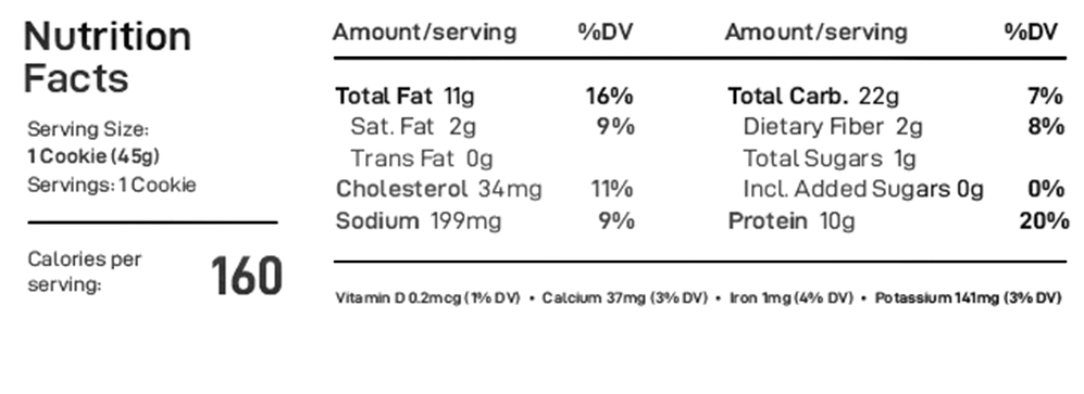 Peanut Butter Protein Cookie 1.6 oz additional information