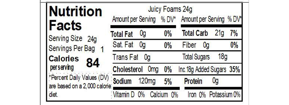 Juicy Foams Gummy Candies .85 oz (Pack of 6) additional information