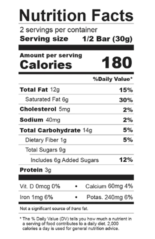 Cashew Butter Milk Chocolate Bar 2.1 oz additional information