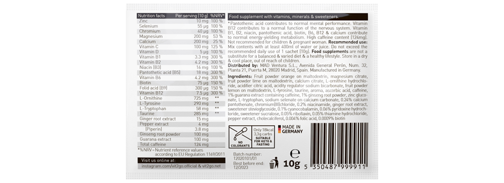 Energy Powder Mix Single-Sachet 0.35 oz additional information