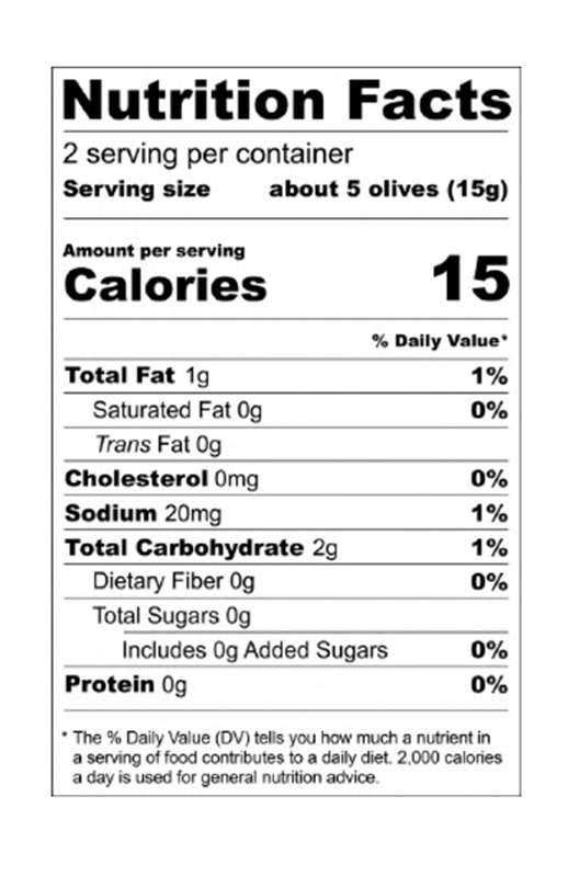 Basil & Garlic Pitted Green Olives 1.1 oz additional information