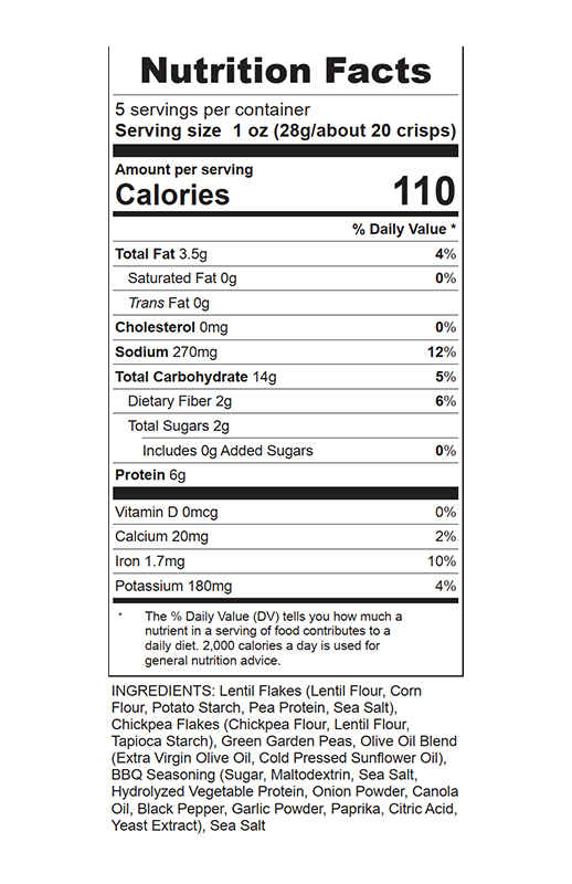 BBQ Veggie Crisps 1 oz additional information