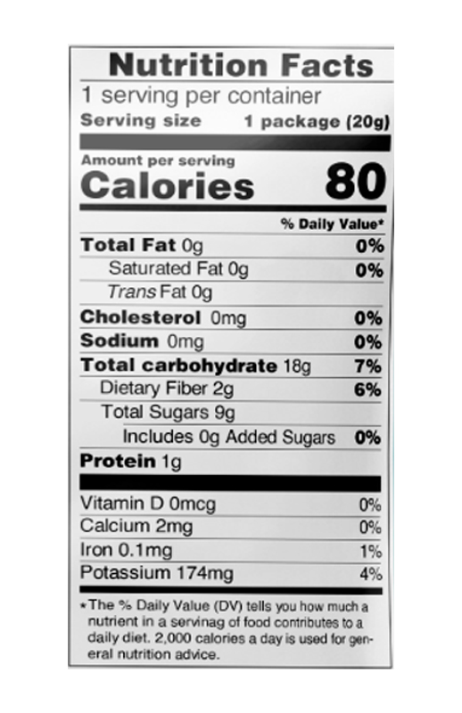 Crispy Crunchy Sweet Plantain Chips 0.7 oz additional information