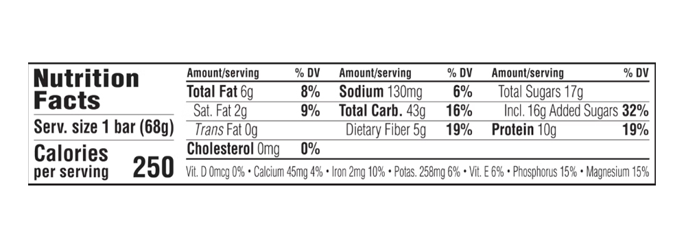 Clif Bar Chocolate Chip Energy Bar 2.4 oz additional information
