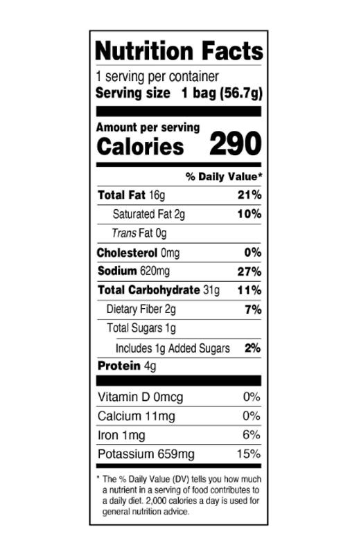  Dirty Potato Chips Salt and Vinegar 2 oz additional information