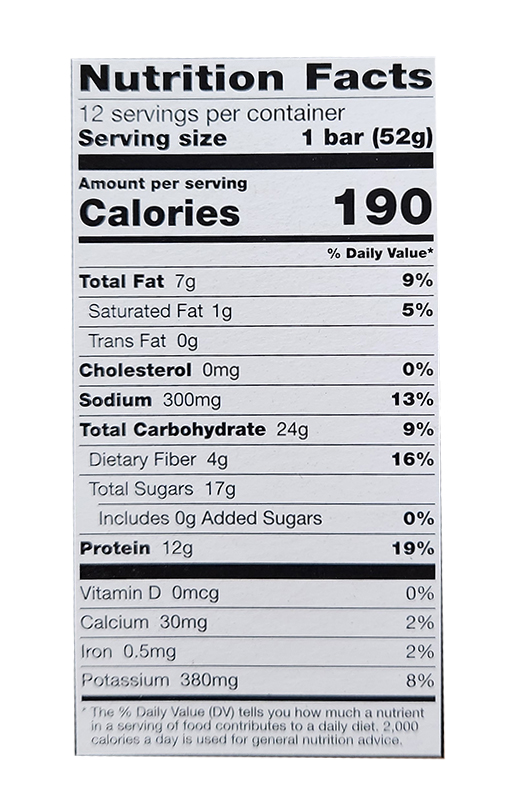 RXBAR Peanut Butter Protein Bar 1.8 oz additional information