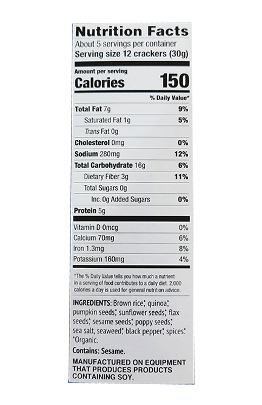 Super Seed Classic Crackers 5.5 oz additional information