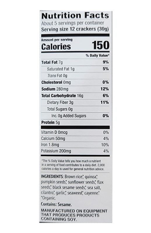 Super Seed Seaweed & Black Sesame Crackers 5.5 oz additional information