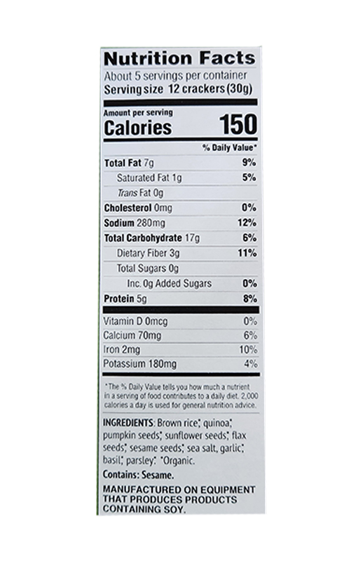 Super Seed Basil & Garlic Crackers 5.5 oz additional information