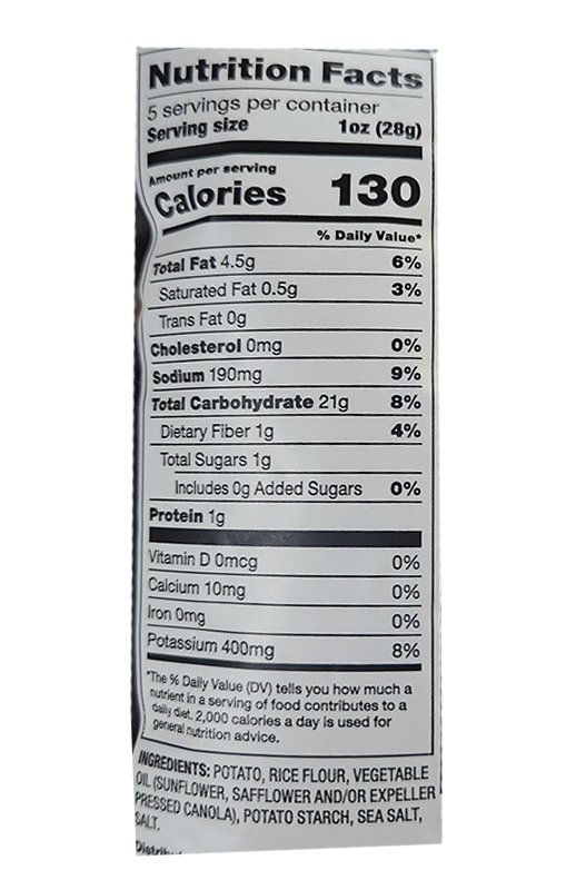 Sea Salt Potato Snack 5 oz additional information