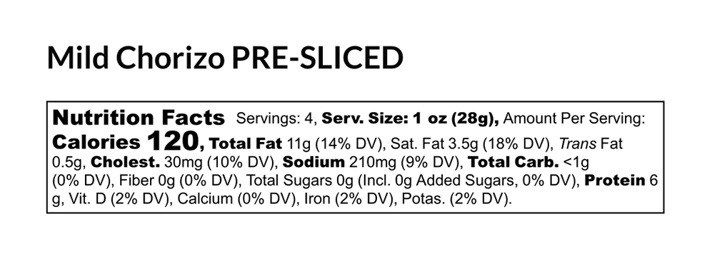 Chorizo Seco - Slow Cured Mild Chorizo Pre-sliced 3 oz additional information