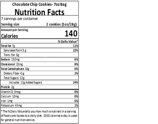 Crispy Chocolate Chip Cookies 3.5 oz additional information