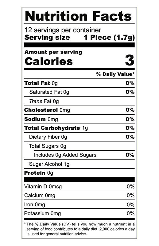 Peppermint Gum Sugar Free 0.74 oz additional information