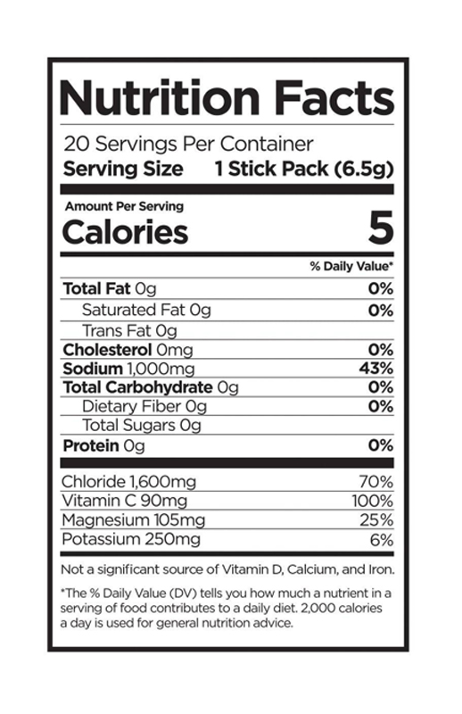 Lemon Lime Zero Sugar Electrolyte Hydration Mix 0.23 oz additional information