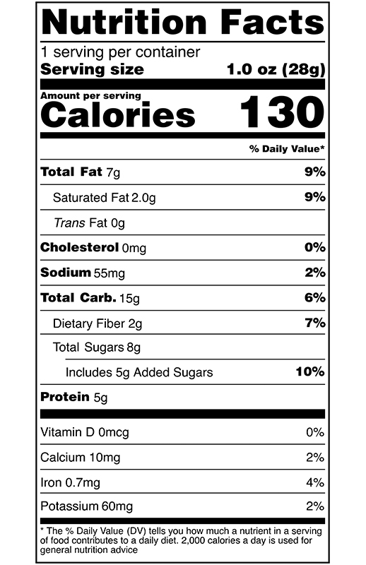 Oatmeal Chocolate Chip Life Changing Bar 1 oz additional information