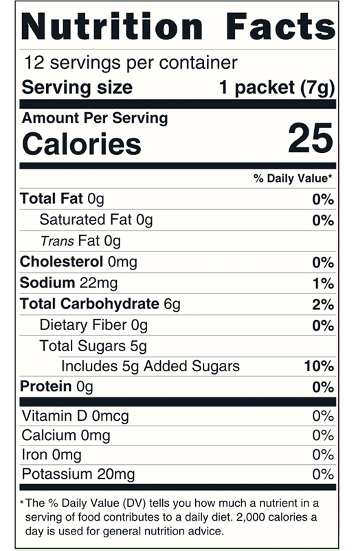 Cranberry Vanilla Single Serving Packet 0.25 oz additional information