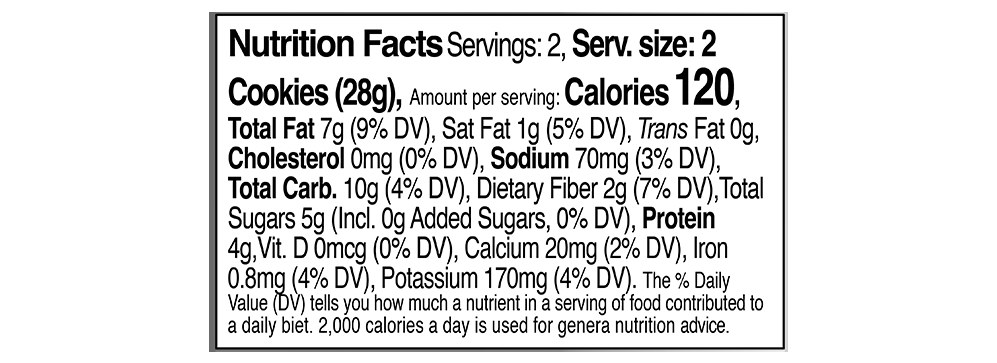 Dark Chocolate Chip Cookies 2.0 oz additional information