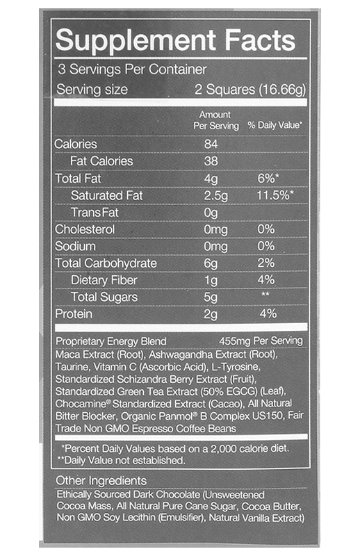 Energy Chocolate 1.75 oz additional information