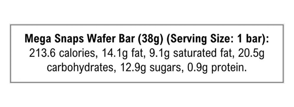 Mega Wafer Snaps Bar 1.3 oz additional information