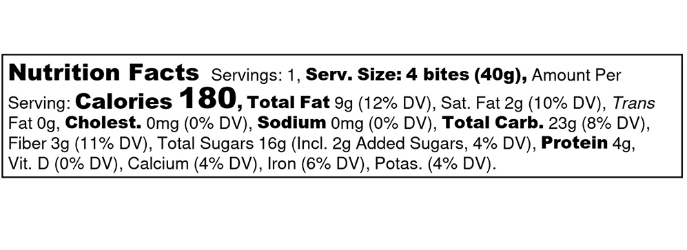 Chocolate Coconut Energy Bites 1.4 oz additional information