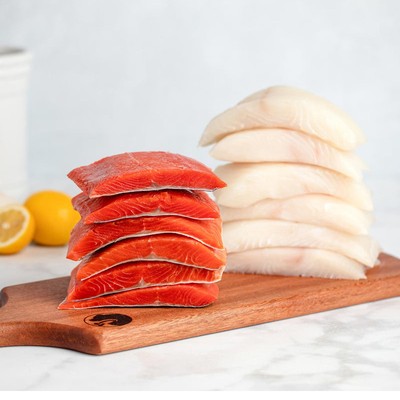 Pacific Northwest Wild Salmon & Halibut Dinner Fillets (10 Fillets) image