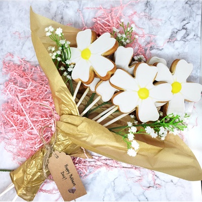 Mother's Day White Sugar Cookie Flower Bouquet (6) image